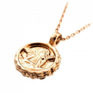 Pandantiv cu lant placat cu Aur roz de 24K, cu cristale Swarovski, Guardian Angel | 5212-362RG-Auriu-7255