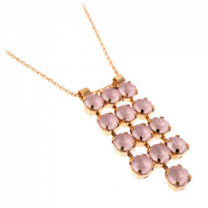 Pandantiv cu lant placat cu Aur roz de 24K, cu cristale Swarovski, Powder Rose | 5430/3-121121RG-Roz-7385