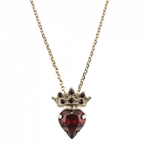 Pandantiv cu lant placat cu rodiu, cu cristale Swarovski, Lady In Red | 5543-208208RO-Rosu-6985