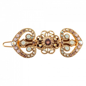 Agrafa de par placata cu Aur roz de 24K, cu cristale Swarovski, Aura | 9005-1112RG-Multicolor-6176