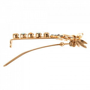 Agrafa de par placata cu Aur roz de 24K, cu cristale Swarovski, Earl Grey | 9509/2-1132RG-Gri/Bej-9026
