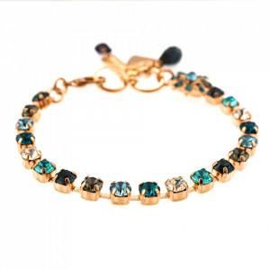 Bratara placata cu Aur roz de 24K, cu cristale Swarovski, Nightfall | 4003-1114RG-Albastru-1146