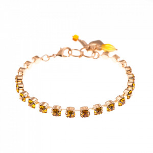 Bratara placata cu Aur roz de 24K, cu cristale Swarovski, November Lucky Birthstone | 4000-203203RG-Galben-1116