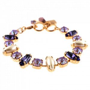 Bratara placata cu Aur roz de 24K, cu cristale Swarovski, Romance | 4143/1-139-10RG-Mov-1426