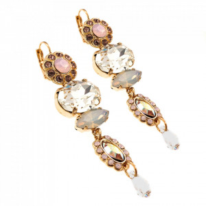 Cercei placati cu Aur roz de 24K, cu cristale Swarovski, Aura | 1076-1112RG6-Multicolor-2066