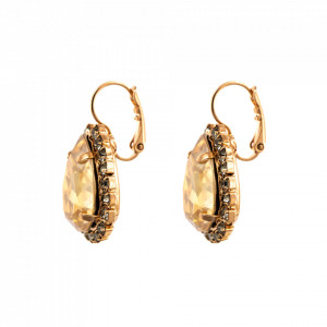 Cercei placati cu Aur roz de 24K, cu cristale Swarovski, Earl Grey | 1098/3-1132RG6-Gri/Bej-9046
