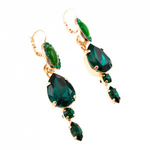 Cercei placati cu Aur roz de 24K, cu cristale Swarovski, Emerald | 1130252-205205RG6-Verde-2196