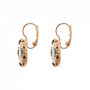 Cercei placati cu Aur roz de 24K, cu cristale Swarovski, Fern | 1374M-81RG6-Multicolor-5846