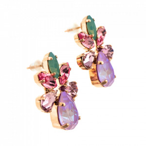 Cercei placati cu Aur roz de 24K, cu cristale Swarovski, Lavender | 1032/8-1910RG2-Multicolor-1716