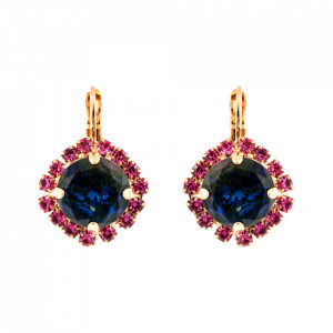 Cercei placati cu Aur roz de 24K, cu cristale Swarovski, Luck | 1137/1-1033RG6-Verde/Fuchsia-9166