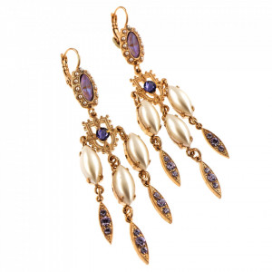 Cercei placati cu Aur roz de 24K, cu cristale Swarovski, Romance | 1420/2-139-10RG6-Multicolor-5986