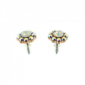 Cercei placati cu Aur roz de 24K, cu cristale Swarovski, Seashell | 1379-1201RG2-Alb-5856
