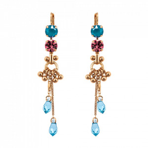Cercei placati cu Aur roz de 24K, cu cristale Swarovski, Spring Flowers | 1160/2-2141RG6-Multicolor-5356