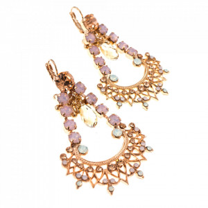 Cercei placati cu Aur roz de 24K, cu cristale Swarovski, Tiara Day | 1422/1-2333RG6-Roz-6006