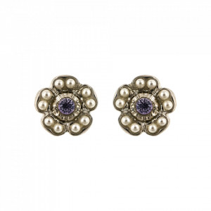 Cercei placati cu rodiu, cu cristale Swarovski, Romance | 1504/2-139-10RO2-Multicolor-6086
