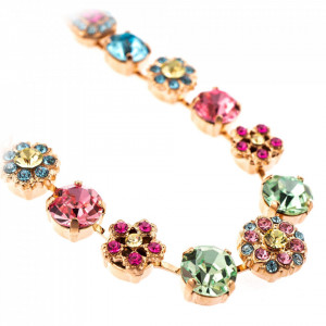 Colier placat cu Aur roz de 24K, cu cristale Swarovski, Spring Flowers | 3245/3-2141RG-Multicolor-6566
