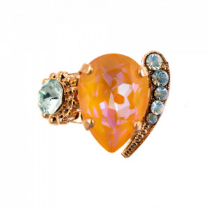 Inel placat cu Aur roz de 24K, cu cristale Swarovski, Gardenia | 72009-1913RG-Multicolor-8406