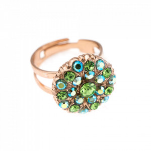 Inel placat cu Aur roz de 24K, cu cristale Swarovski, Guardian Angel | 7217-214RG-Verde-7816