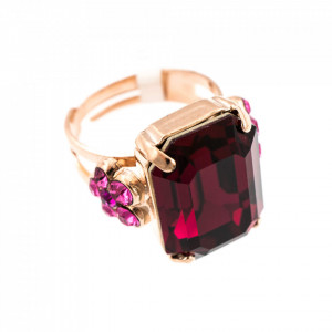 Inel placat cu Aur roz de 24K, cu cristale Swarovski, Happy | 7002/1-502209RG-Roz-7016