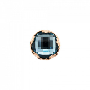 Inel placat cu Aur roz de 24K, cu cristale Swarovski, Nightfall | 7220-266ARG-Albastru-7896