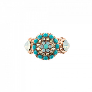 Inel placat cu Aur roz de 24K, cu cristale Swarovski, Sapphire Sky | 7141-807RG-Multicolor-8326