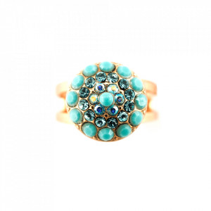 Inel placat cu Aur roz de 24K, cu cristale Swarovski, Sapphire Sky | 7141/1-2672RG-Verde-8336