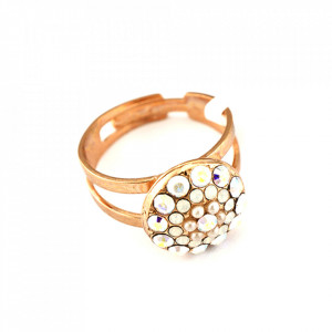 Inel placat cu Aur roz de 24K, cu cristale Swarovski, Seashell | 7141/1-1201RG-Alb-7696