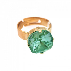 Inel placat cu Aur roz de 24K, cu cristale Swarovski, Silky Sage DeLite | 7326/4-169RG-Verde-7546