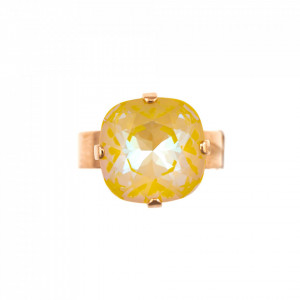 Inel placat cu Aur roz de 24K, cu cristale Swarovski, Yellow Brick Road | 7326/4-141RG-Galben-7916