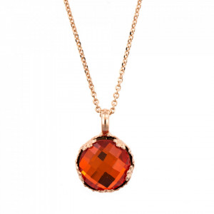 Pandantiv cu lant placat cu Aur roz de 24K, cu cristale Swarovski, Lady In Red | 5323/2-236ARG-Rosu-6886