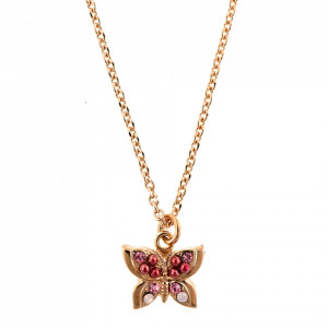 Pandantiv cu lant placat cu Aur roz de 24K, cu cristale Swarovski, Antigua | 5155/1-223-1RG-Roz-6486
