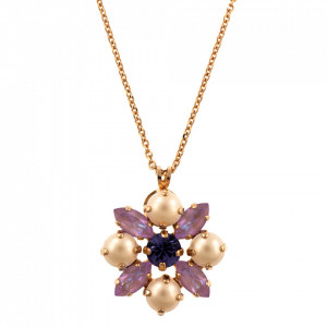 Pandantiv cu lant placat cu Aur roz de 24K, cu cristale Swarovski, Romance | 5435/4-139-10RG-Multicolor-6956