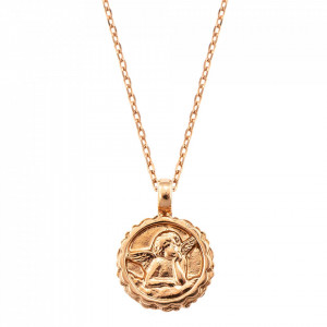 Pandantiv cu lant placat cu Aur roz de 24K, cu cristale Swarovski, Guardian Angel | 5212-362RG-Auriu-7256