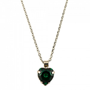 Pandantiv cu lant placat cu rodiu, cu cristale Swarovski, Emerald | 5100/3-205RO-Verde-6436