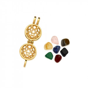 Set Pandantiv placat cu aur - Angel Caller - Healing Stones cu 7 pietre semipretioase tamaduitoare, interschimbabile-Auriu-8736