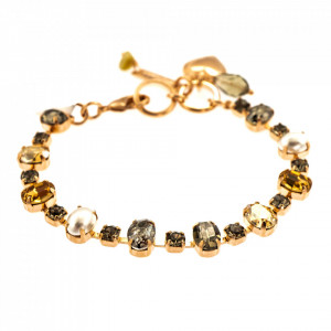Bratara placata cu Aur roz de 24K, cu cristale Swarovski, Earl Grey | 4508/1-1132RG-Gri/Bej-9137