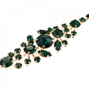 Bratara placata cu Aur roz de 24K, cu cristale Swarovski, Emerald | 4326/1-205205RG-Verde-1517