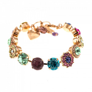Bratara placata cu Aur roz de 24K, cu cristale Swarovski, Flower Power | 4045/1-M803RG-Multicolor-1227