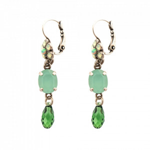 Cercei placati cu Argint 925, cu cristale Swarovski, Fern | 1019/1-2143SP6-Verde-1627