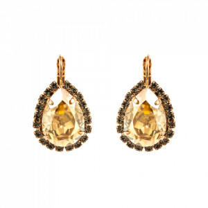 Cercei placati cu Aur roz de 24K, cu cristale Swarovski, Earl Grey | 1098/3-1132RG6-Gri/Bej-9047