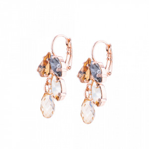 Cercei placati cu Aur roz de 24K, cu cristale Swarovski, Earl Grey | 1238/6-1132RG6-Gri/Bej-8647