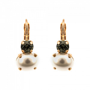 Cercei placati cu Aur roz de 24K, cu cristale Swarovski, Earl Grey | 1462-1132RG6-Alb/Gri-9127