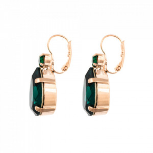 Cercei placati cu Aur roz de 24K, cu cristale Swarovski, Emerald | 1044/3-205205RG6-Verde-1787