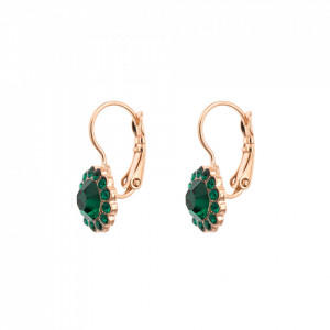 Cercei placati cu Aur roz de 24K, cu cristale Swarovski, Emerald | 1133-205205RG6-Verde-2217