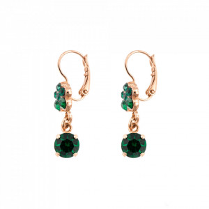 Cercei placati cu Aur roz de 24K, cu cristale Swarovski, Emerald | 1152/3-205205RG6-Verde-5647