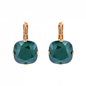 Cercei placati cu Aur roz de 24K, cu cristale Swarovski, Fern | 1326/4-252RG6-Verde-5427