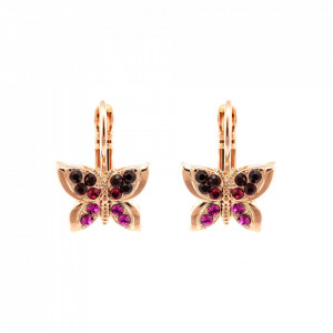 Cercei placati cu Aur roz de 24K, cu cristale Swarovski, FireFly | 1155-2140RG6-Rosu-5317