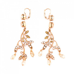 Cercei placati cu Aur roz de 24K, cu cristale Swarovski, Jackie | 1155/1-39132RG6-Bej-5327