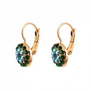 Cercei placati cu Aur roz de 24K, cu cristale Swarovski, Julia | 1416-1316RG6-Verde/Albastru-9177