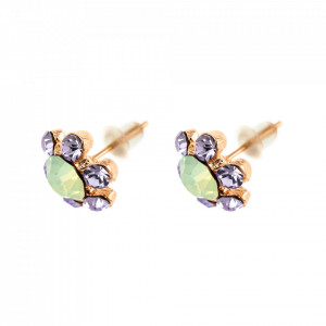 Cercei placati cu Aur roz de 24K, cu cristale Swarovski, Lavender | 1090/3-1910RG2-Multicolor-2117